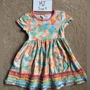 Matilda Jane Girls' Butterfly Print Ruffle Hem Dress - Multicolor - Size 4